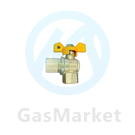 Кран газовый угловой Terma   1/2" PN20 внутр-нар бабочка