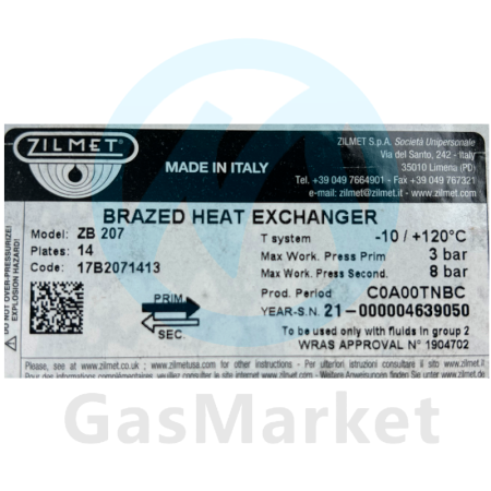 Теплообменник пластинчатый (вторичный) Zilmet 14 пластин для котлов Viessmann Vitopend   7856964